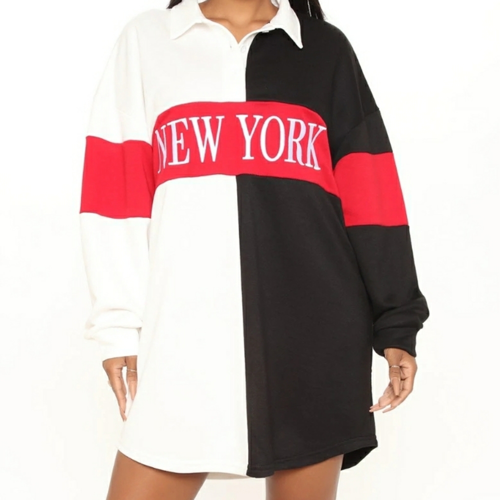 New York color block shirt dress